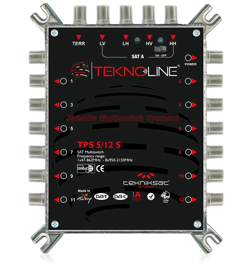 Zinc Series Satellite Multiswitch 5 in 12 out Stand Alone With Led Indicator