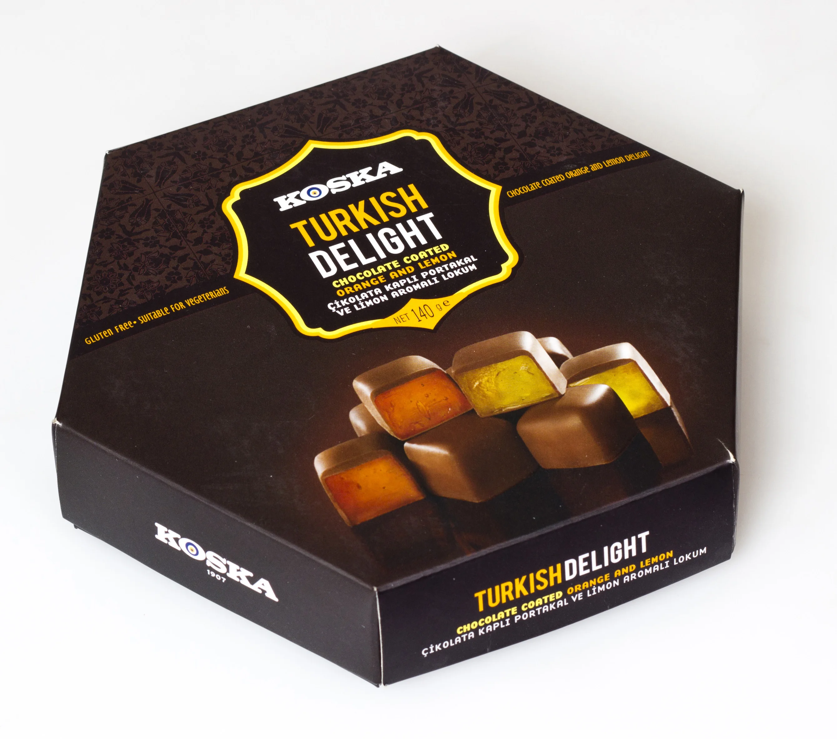 Best Selling Wholesale Product - Turkish Delights - 140 g Chocolate Coated Orange & Lemon Flavored Turkish Delight