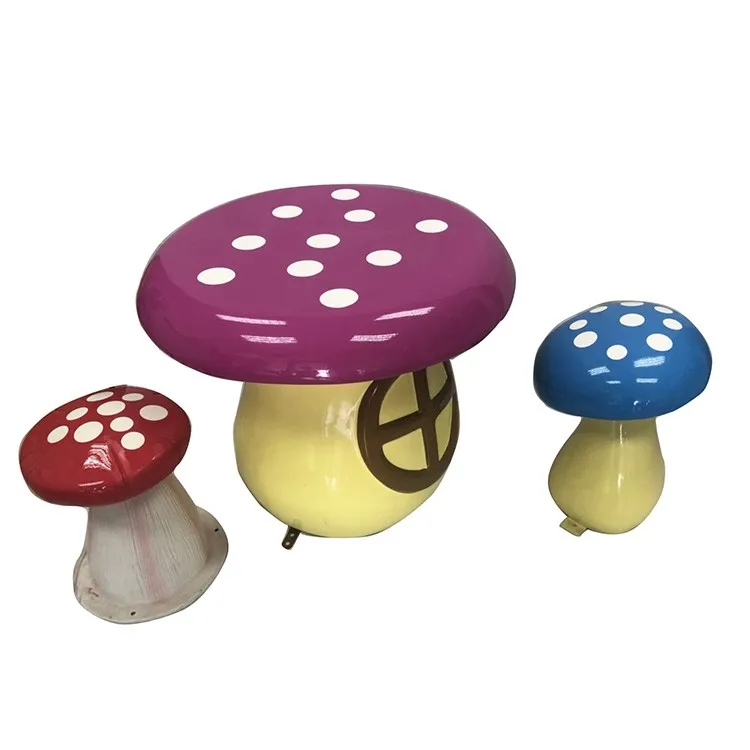 Mushroom table and stool set garden fiberglass decoration