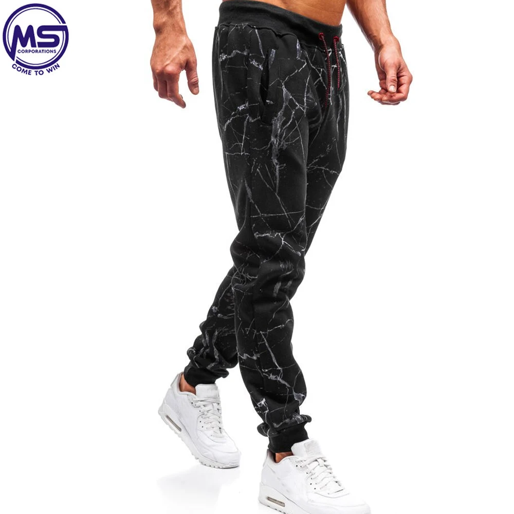 Fashion Men Solid Color Casual Trousers Men Elastic Waist Trousers