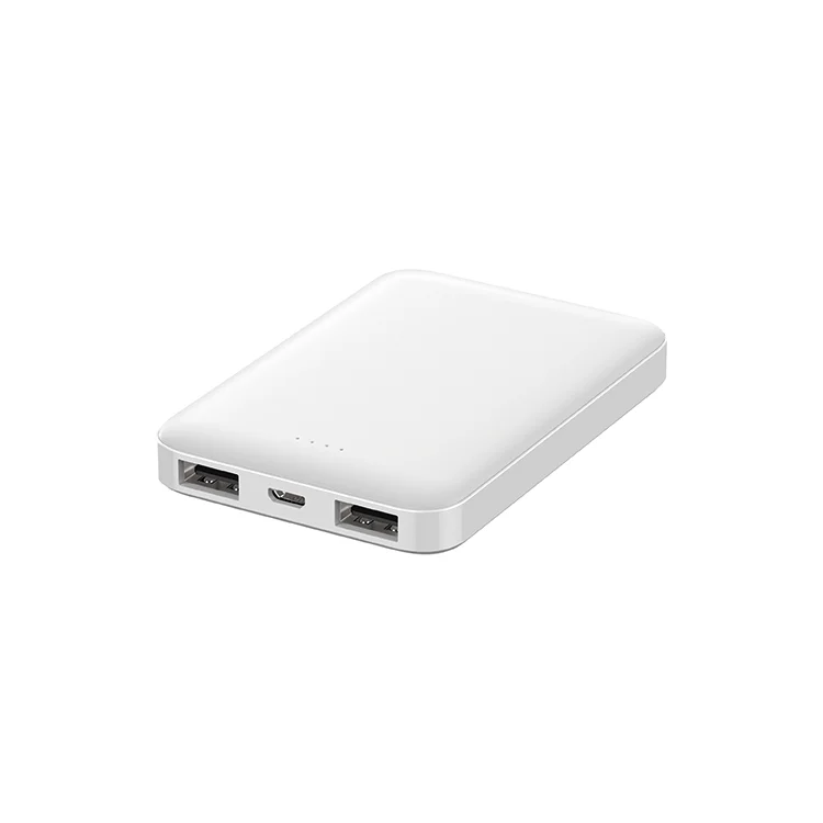5000 mAh  Mini Portable Power Bank Second Battery with Double USB A and Micro USB Power Bank for Phones, tablets