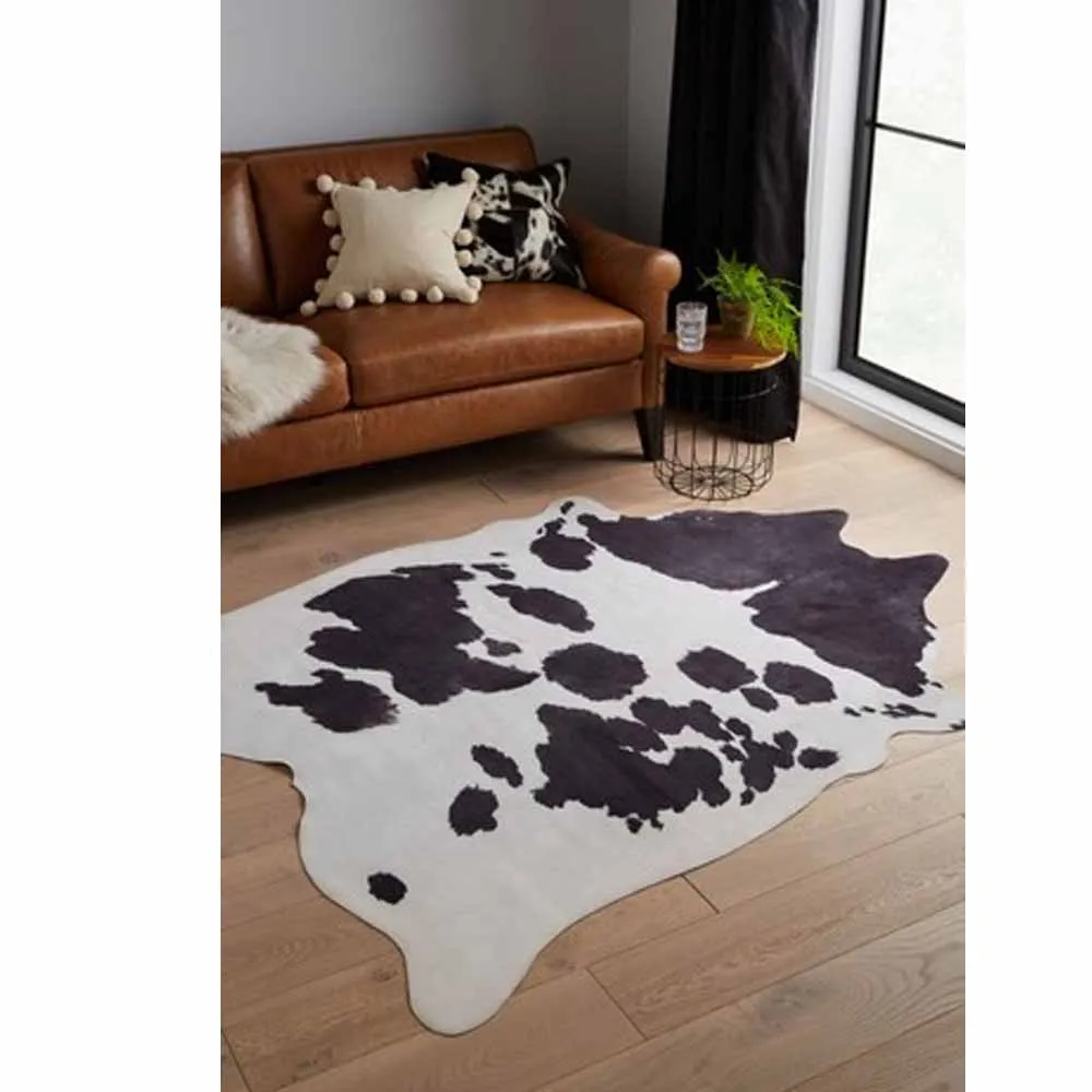 Rich Leather Black and White Cowhide Rug cow skin rug(