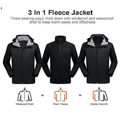  Лыжная куртка 3 в 1 водонепроницаемое зимнее теплое флисовое пальто с капюшоном