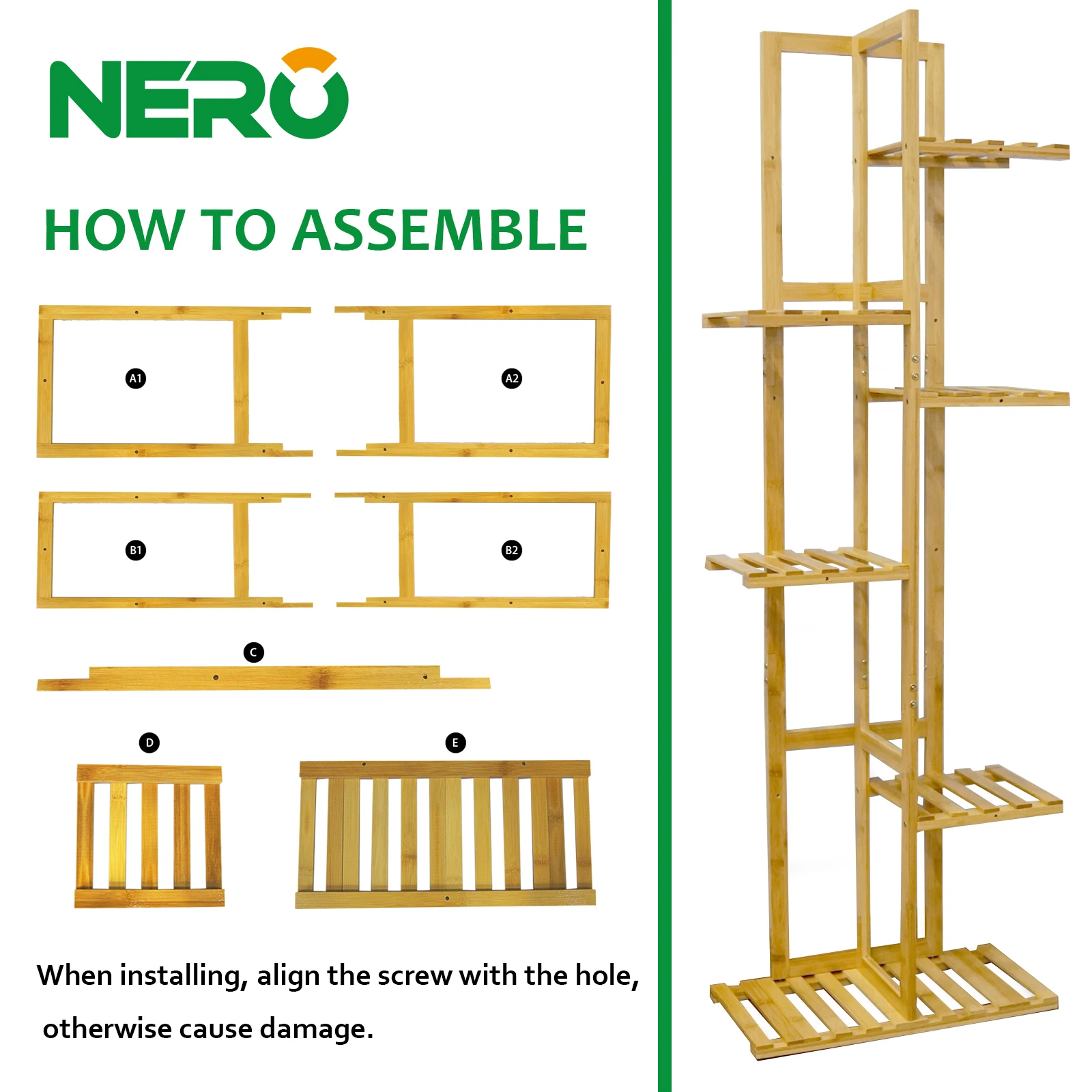 Eco friendly 6-layer bamboo flower rack  plant stand Flower Display Shelf Rack for Home Patio Lawn Garden