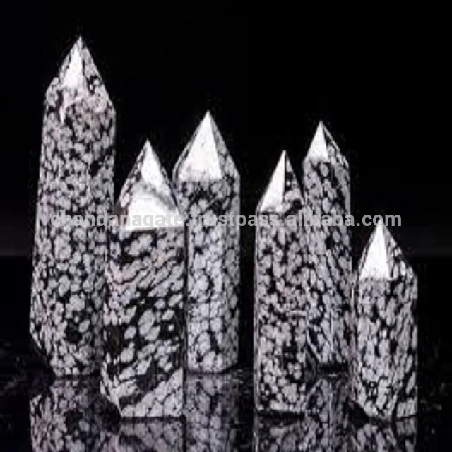  Кристальный точечный Снежинка обсидиан Природный башня камень исцеляющий обелиск чакра драгоценный рейки Агат