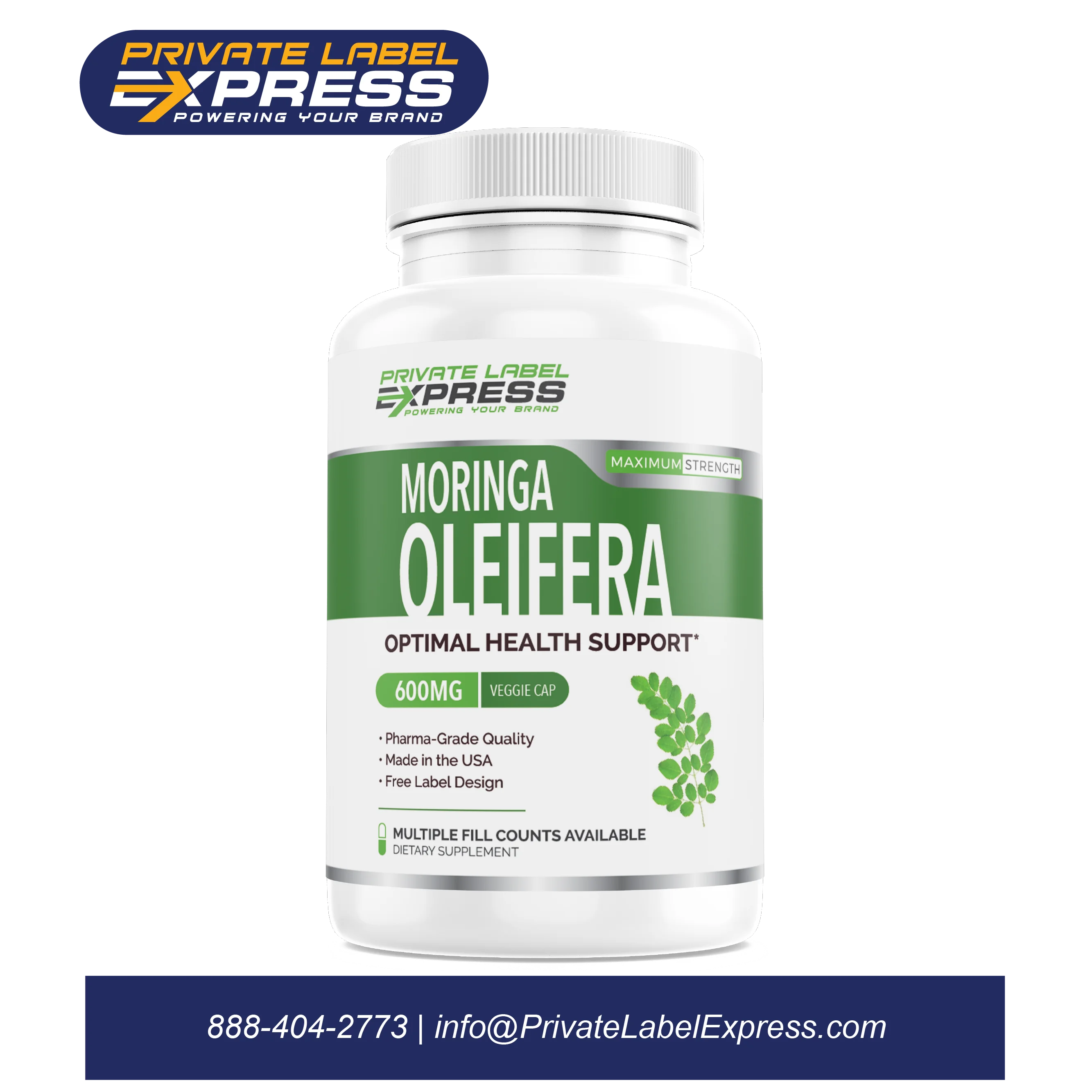 
Moringa Oleifera 600 mg, 60 ct - Vegetable Capsules 