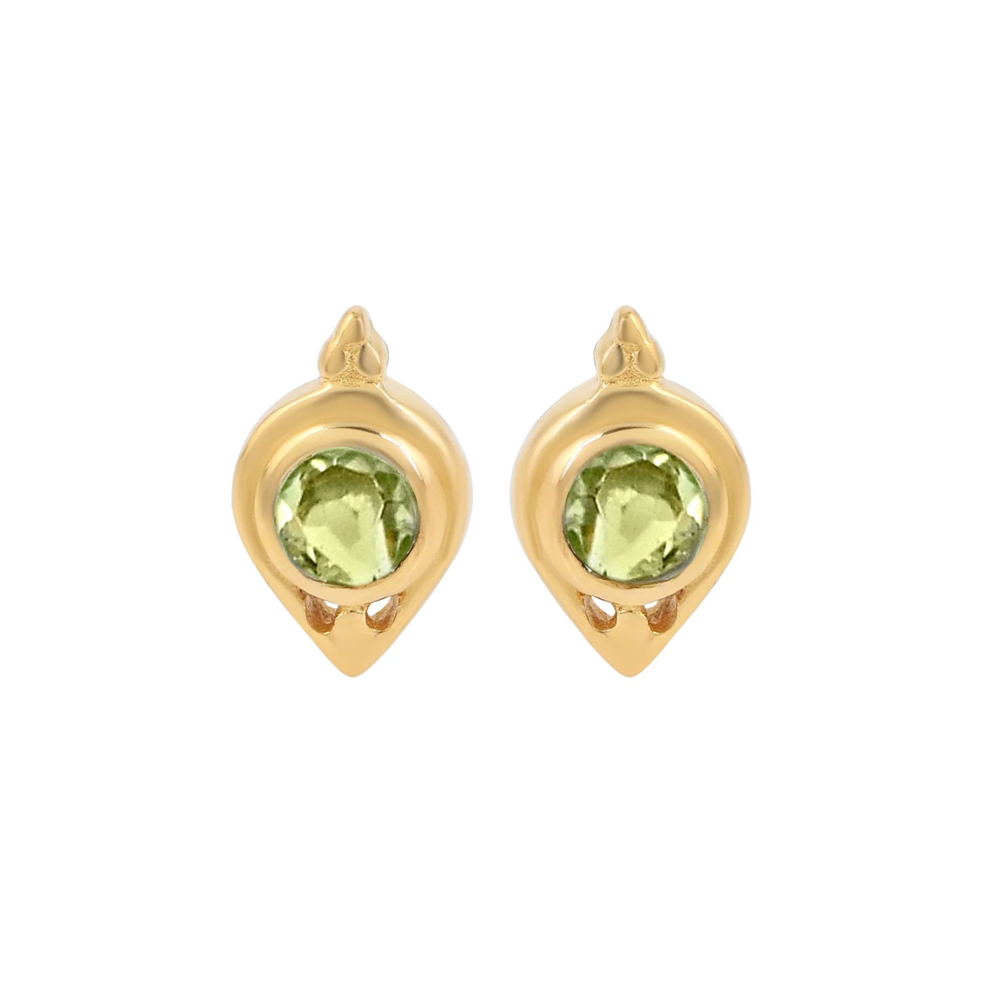 925 Sterling Silver Gold Plated Minimalist Fine Earrings Natural Peridot Gemstone Studs Cheap Price Dainty Jewelry Manufacturer