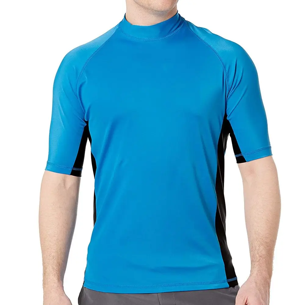 Plus size Sun Protecting Clothing Breathable Rash Guards For Men O Neck Design With Half Sleeves