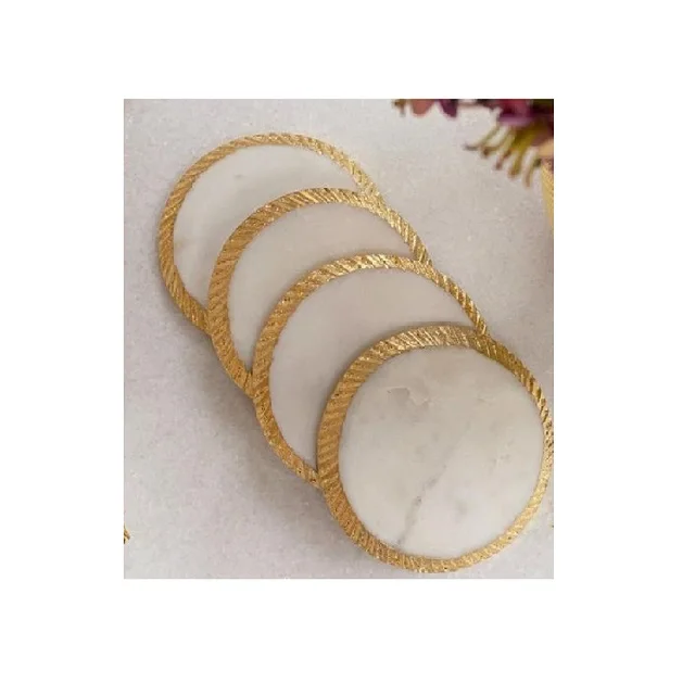 White Marble Gold fancy edge Handmade Modern Coasters