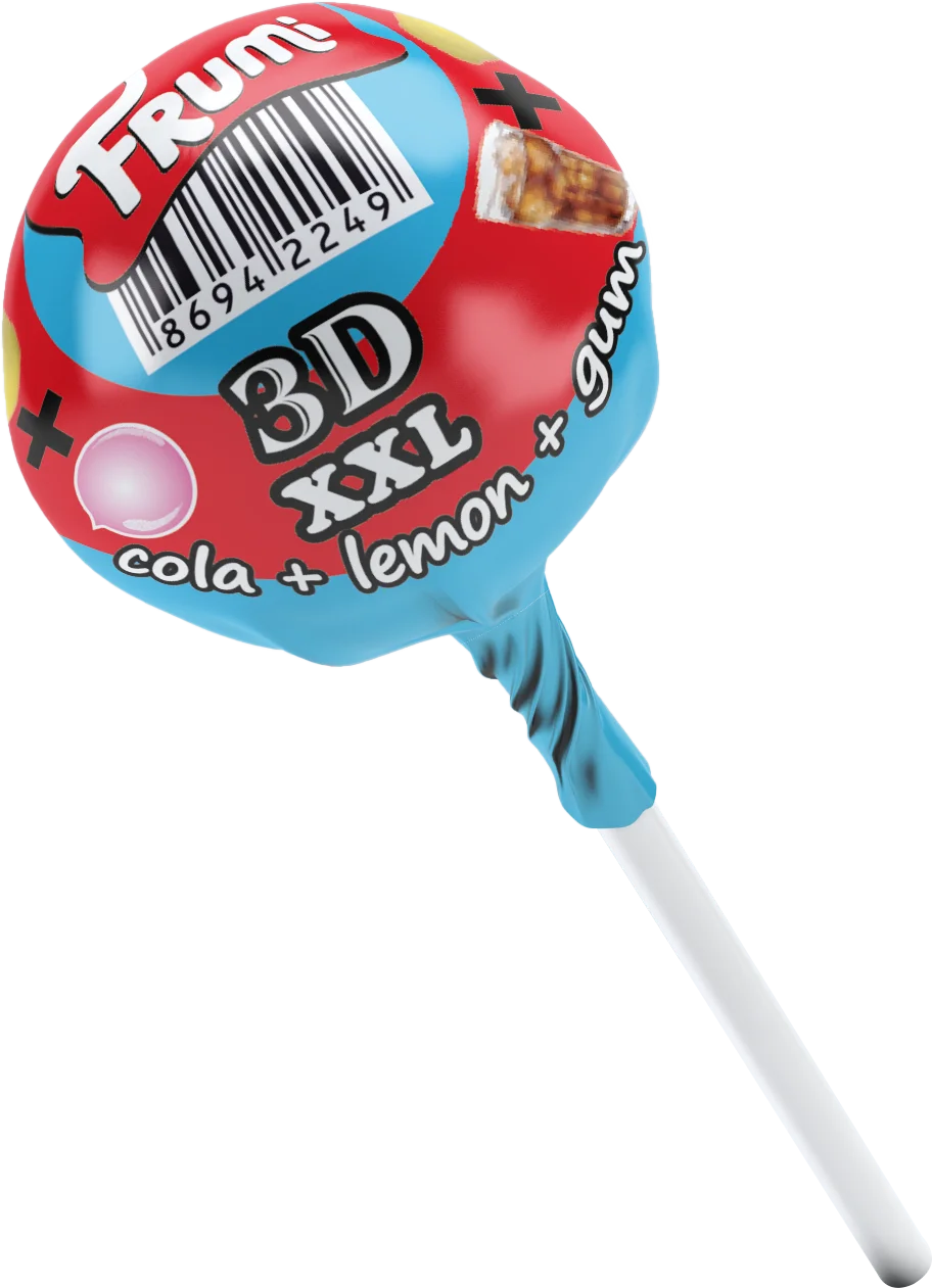 Double flavoured, Naturel Coloured FRUMI 3D XXL Lollipop - 30g