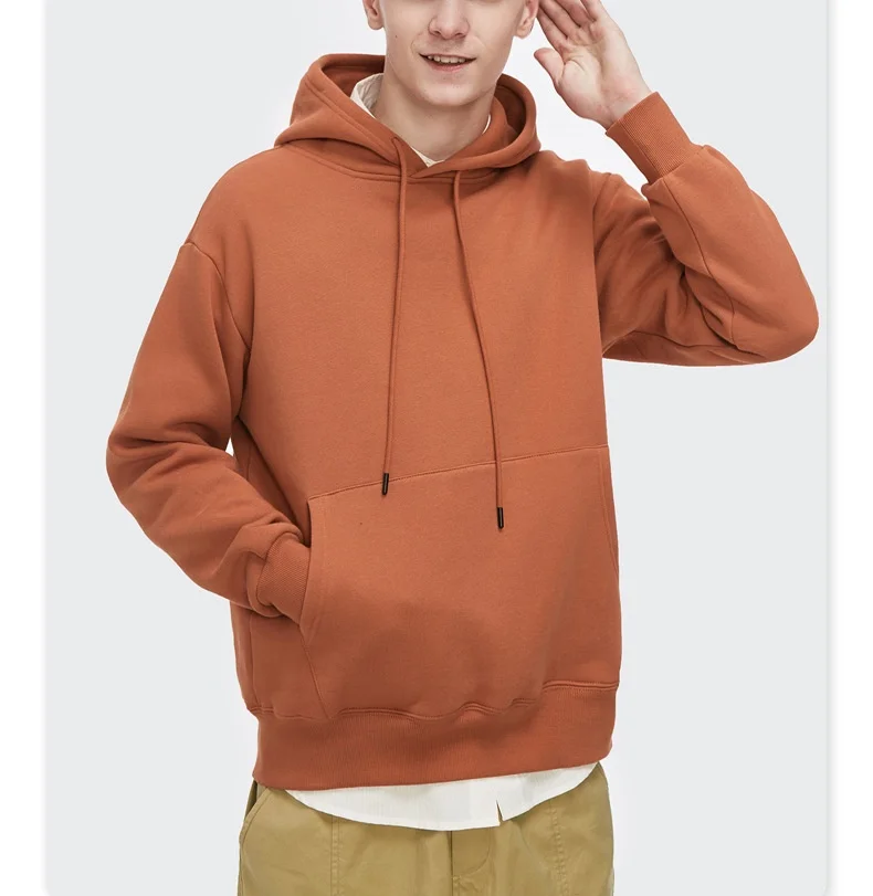 2021 Wholesale Fleece Sweater Fashion Casual Custom Hoodie Pure Cotton Men Pure 100% Cotton Blank Hoodie Hot sale products