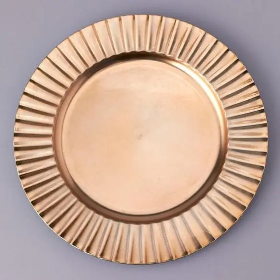 Metal Hammered Charger Plate Round Shape Copper Plated Charger Plate From India Wholesale Event Decorative Vintage Charger Plate