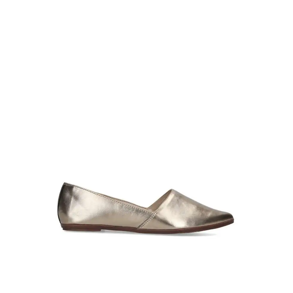 New style designer sandals women famous brands used golden color pointed toe ladies flats pumps flat fancy sandals branded shoes