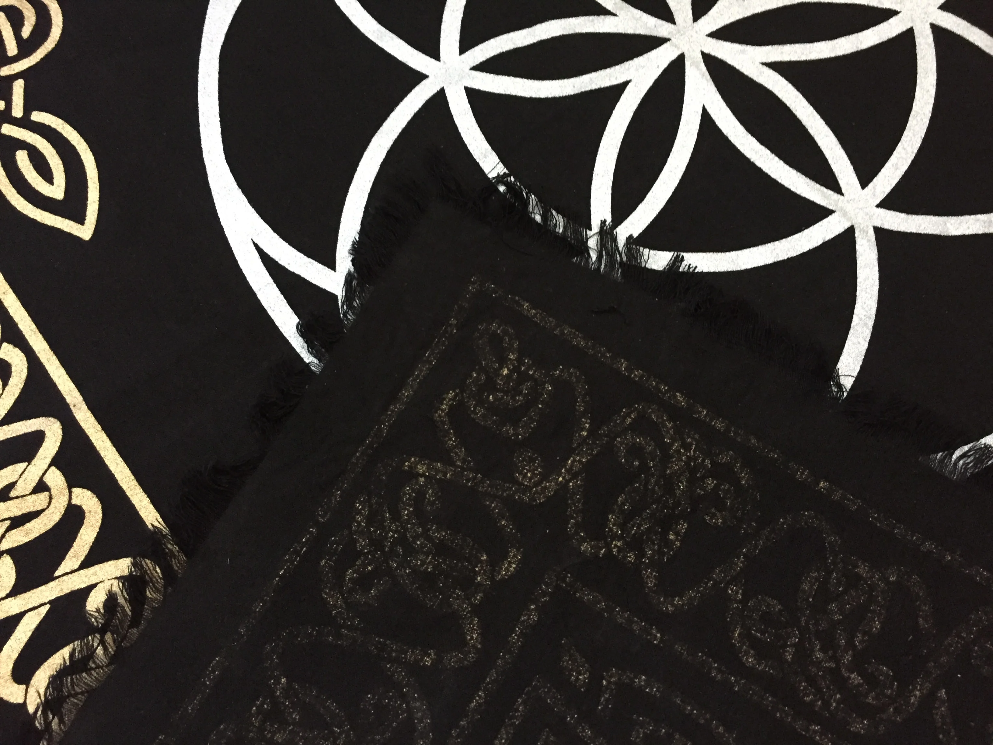 Pentagram Pantacle Cotton Seed Life Table Cover Bohemian Black Gold Spiritual Altar Cloth Indian Printed Spiritual Decor Table
