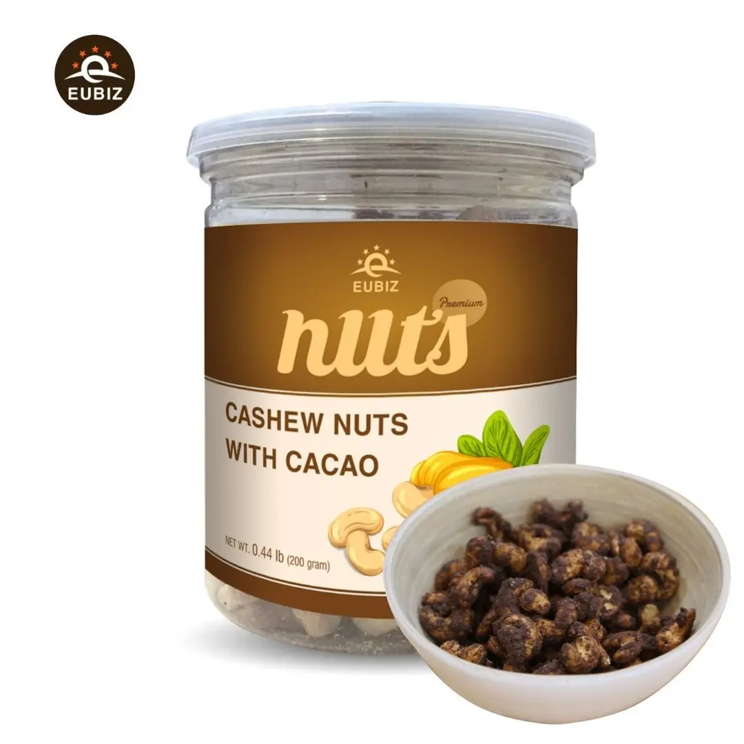 Vente en gros EUBIZ Noix de cajou Cacao - Snack sain - Premium Cashew Nuts VietNam Box (Plastic) 200g (7.0 Oz)