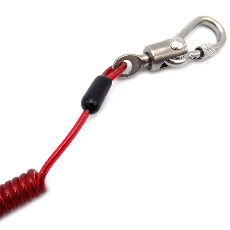 
Safety Protection PVC Coated Metal Carabiners Steel Spring Safety Coil Tool Lanyard 