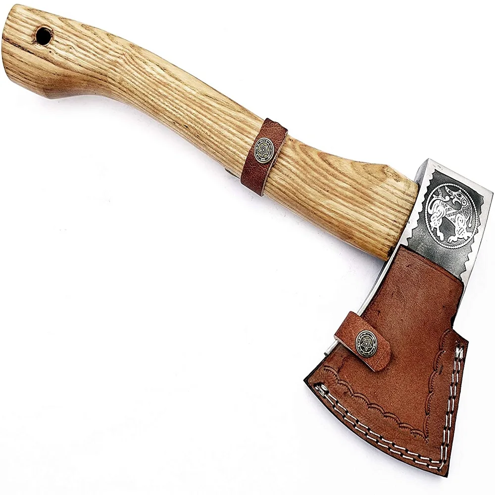 Топор Ручной работы из дамасской стали в стиле викингов топор для кемпинга высококачественный Тактический с кожаным чехлом AX-28