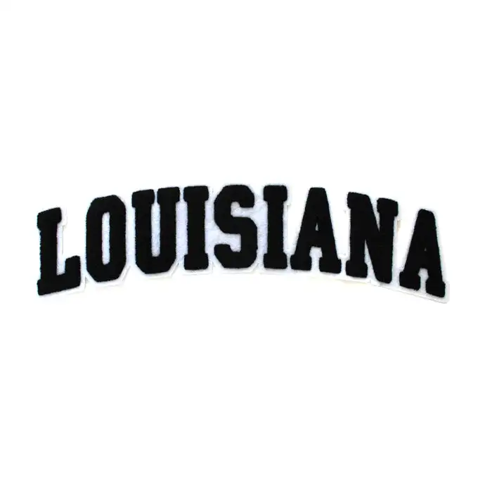 Wholesale custom state city name script Chenille Patch cali connecticut nebraska louisiana maryland kansas letter chenilla patch