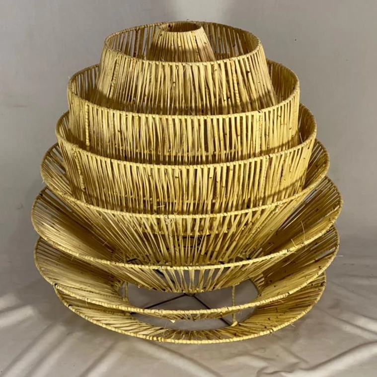 Indonsian rattan seagrass lamp shade bamboo cage wicker weaving ceiling chandelier pendant lighting