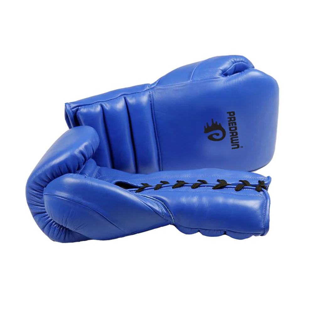 OEM ODM Custom Professional cowhide leather Laces  Kickboxing Bag work Sparring Training Muay Thai Style Punching Boxing Gloves