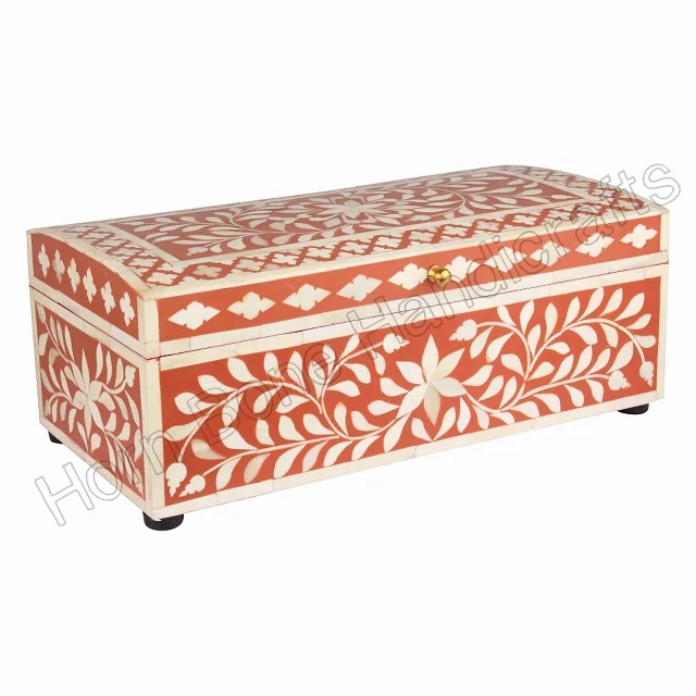 Custom Size & Design Floral Bone Inlay Jewelry Box Highly Crafted Mother of Pearl Storage Decorative Box Manufacturer In India