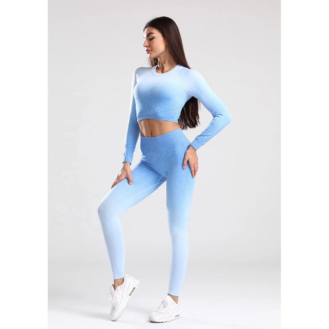 New Arrivals Women High Elastic 2 Piece Slim Fit Seamless Fitness Yoga Active Wear Set