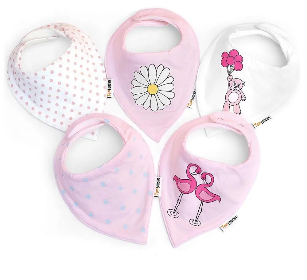 New Arrival Comfortable And Adjustable 100% Organic Cotton Cartoon Pattern Bibs Super Soft Quality Baby Bibs Drool And Teething