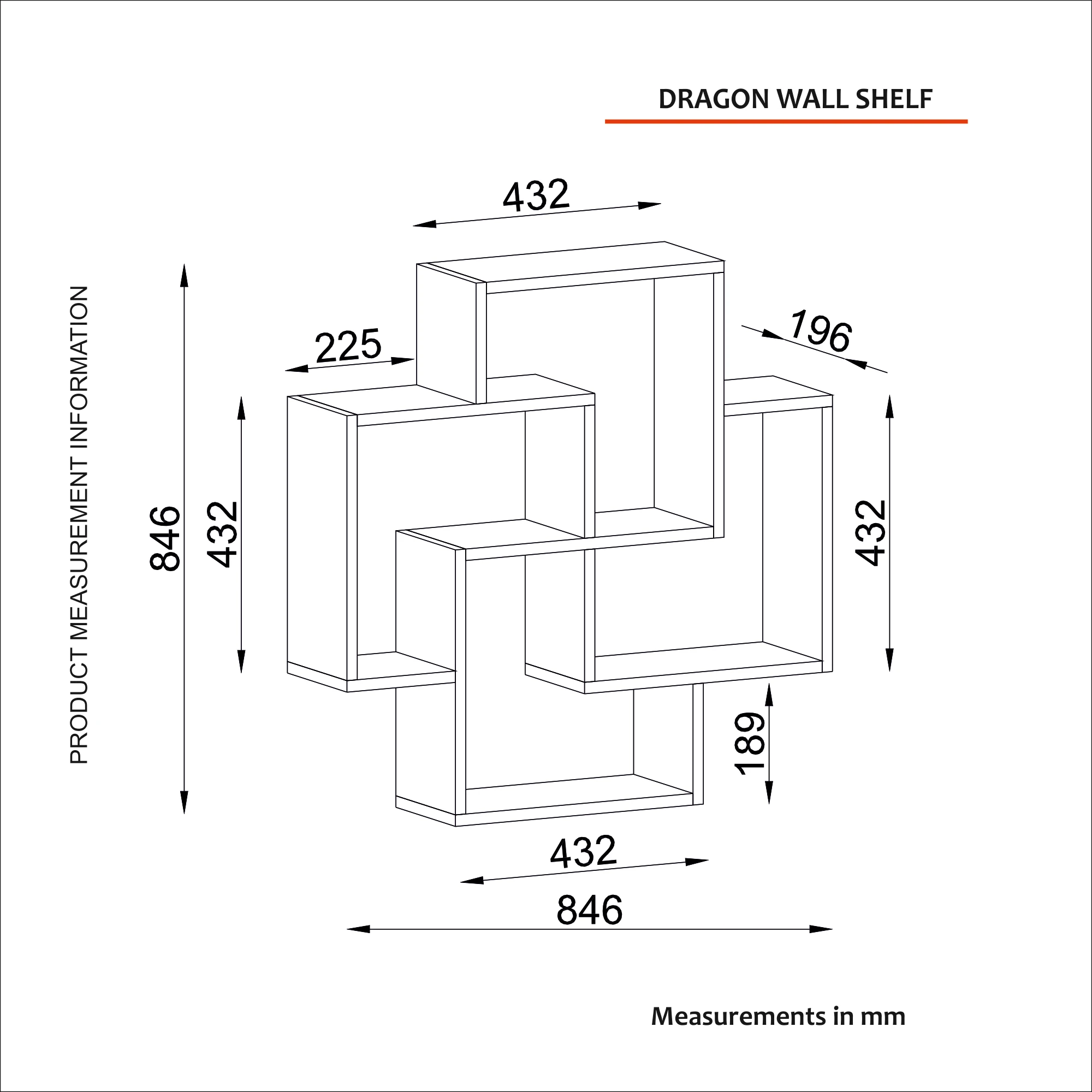 Dragon Wood Wall Mount White Walnut  Color Wall Shelf Modern Design Home Furniture
