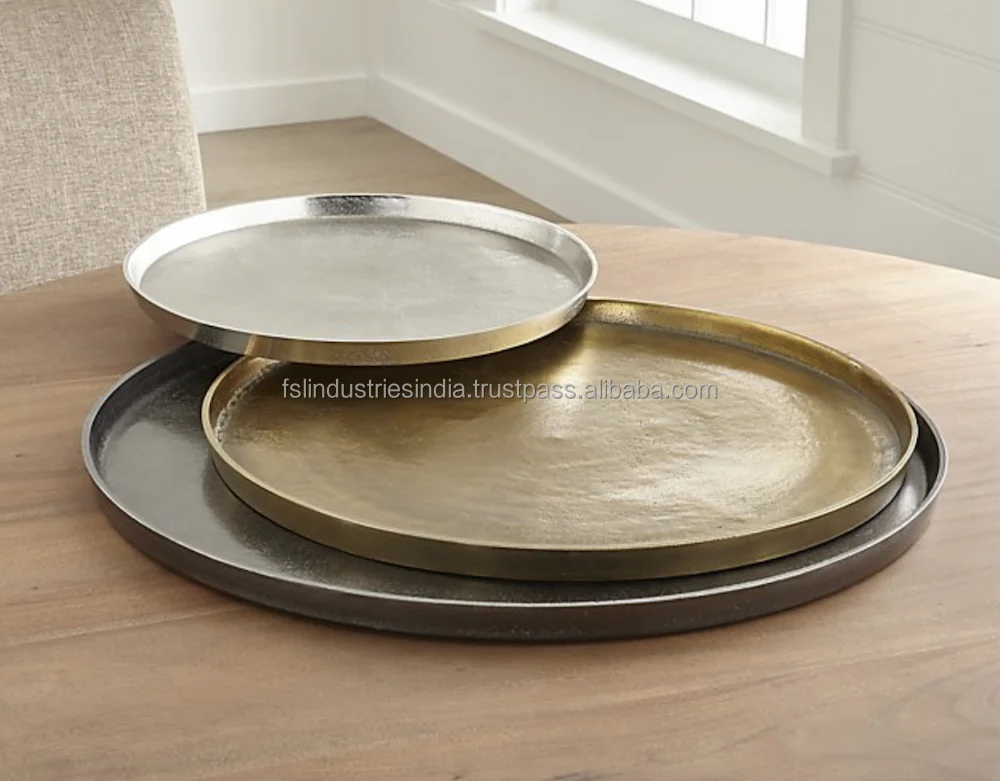 
Black Rounded Tray Serving Design And Decorative Painted Finishing Metal Tray Serving Food Design Trays 