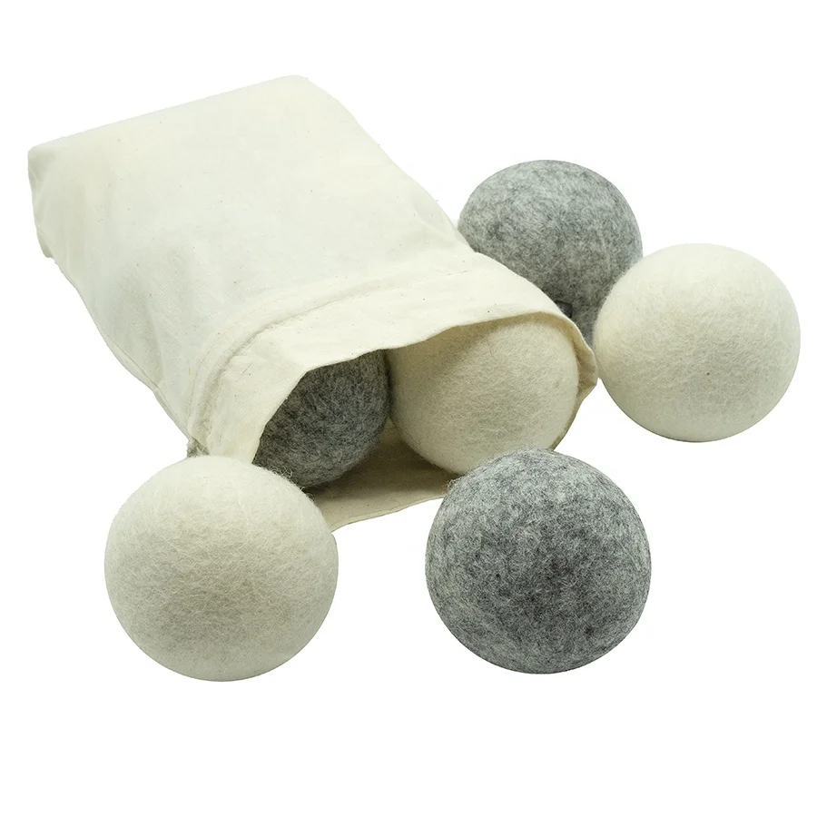 6 Pack Premium Reusable Natural Baby Preferred Soft and Gentle Clothes and Skin Wool Dryer Balls 6pcs XL Organic New Zealand Bag