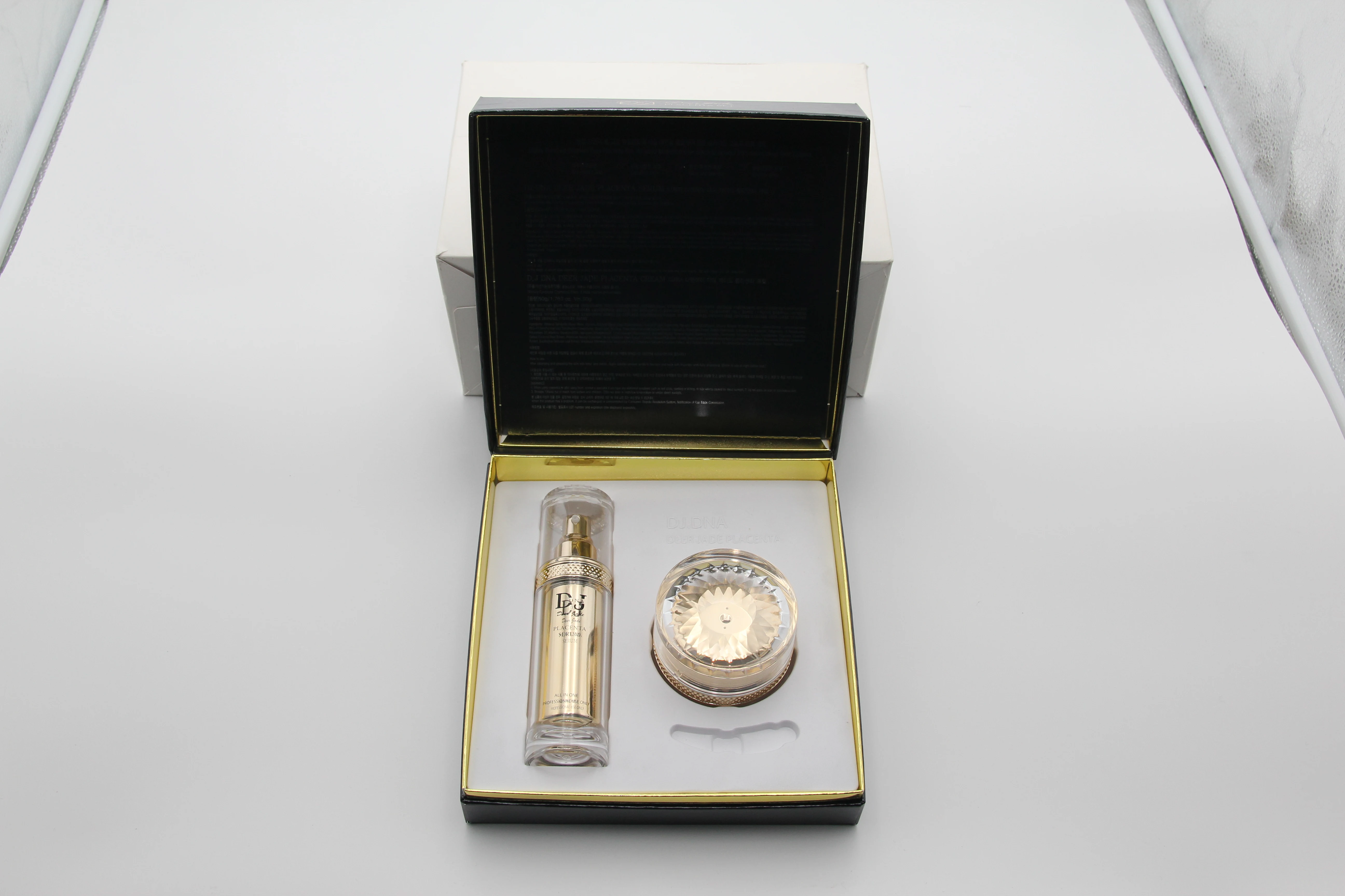 ISO22716 GMP Korean anti-aging anti-wrinkle deep moisturizing  DJ DNA Deer Jade Placenta Cream and Serum skincare Set 50g+60ml