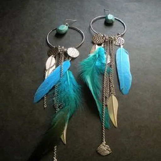 peacock  Feathers long earring with long diamond ball in very lowest weight by M Creation