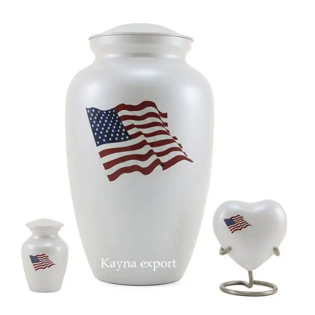 beautiful white color American flag printed urn Patriotic American flag urn sale most selling American flag printed Adult urns