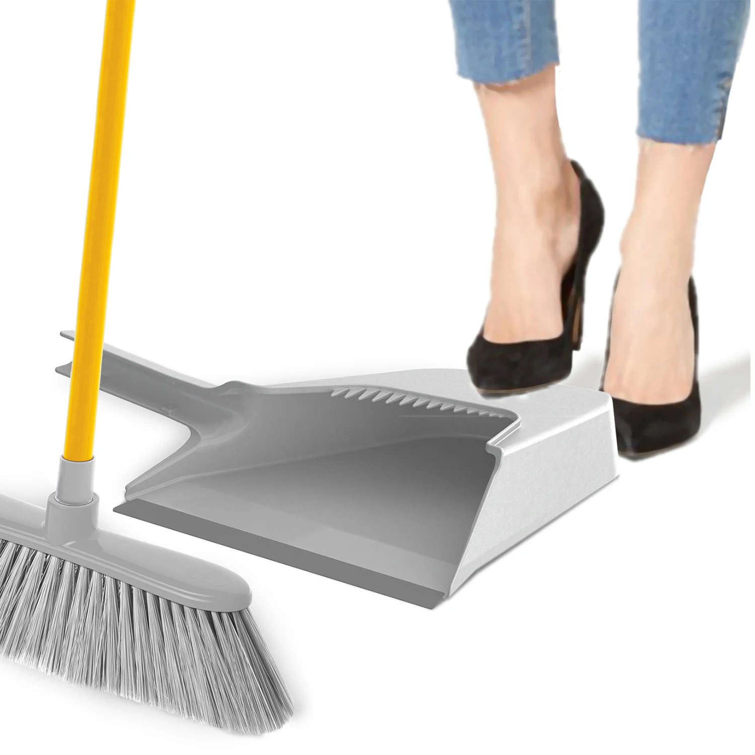 Plastic Dustpan with Broom Holder Hanger and Rubber | Made in Italy