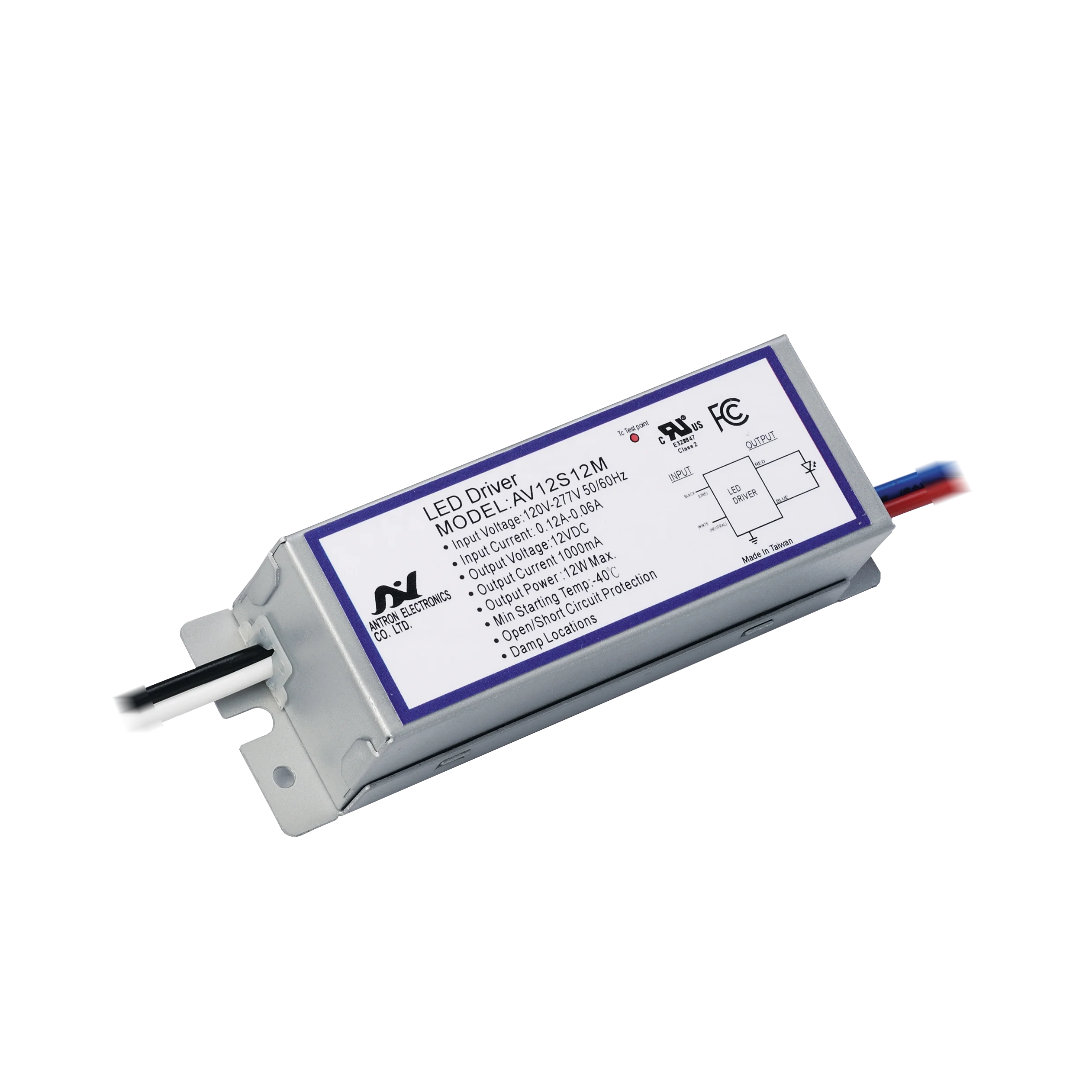 347Vac 20W LED Driver 12v Slim UL Damp Location