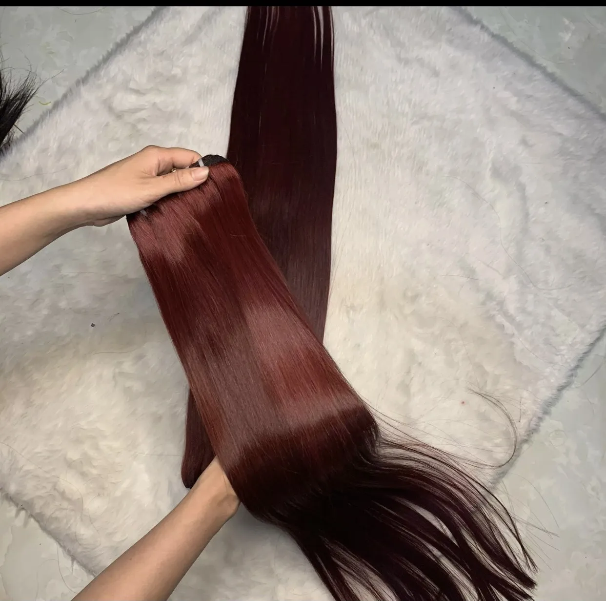  Винные цвета двойного рисования супер вьетнамские волосы прямые кости Remy натуральные кутикулы сочетаются с краской волос пианино