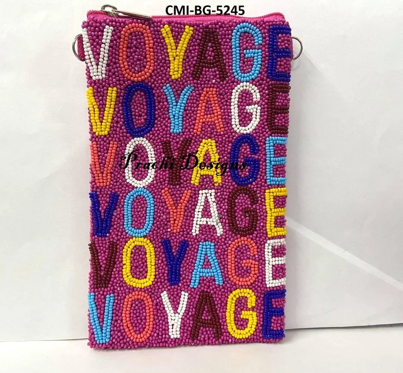 Fleur De Lis Saints Football Sports Team Seed Beaded Cell Phone Purse Bag Pouch