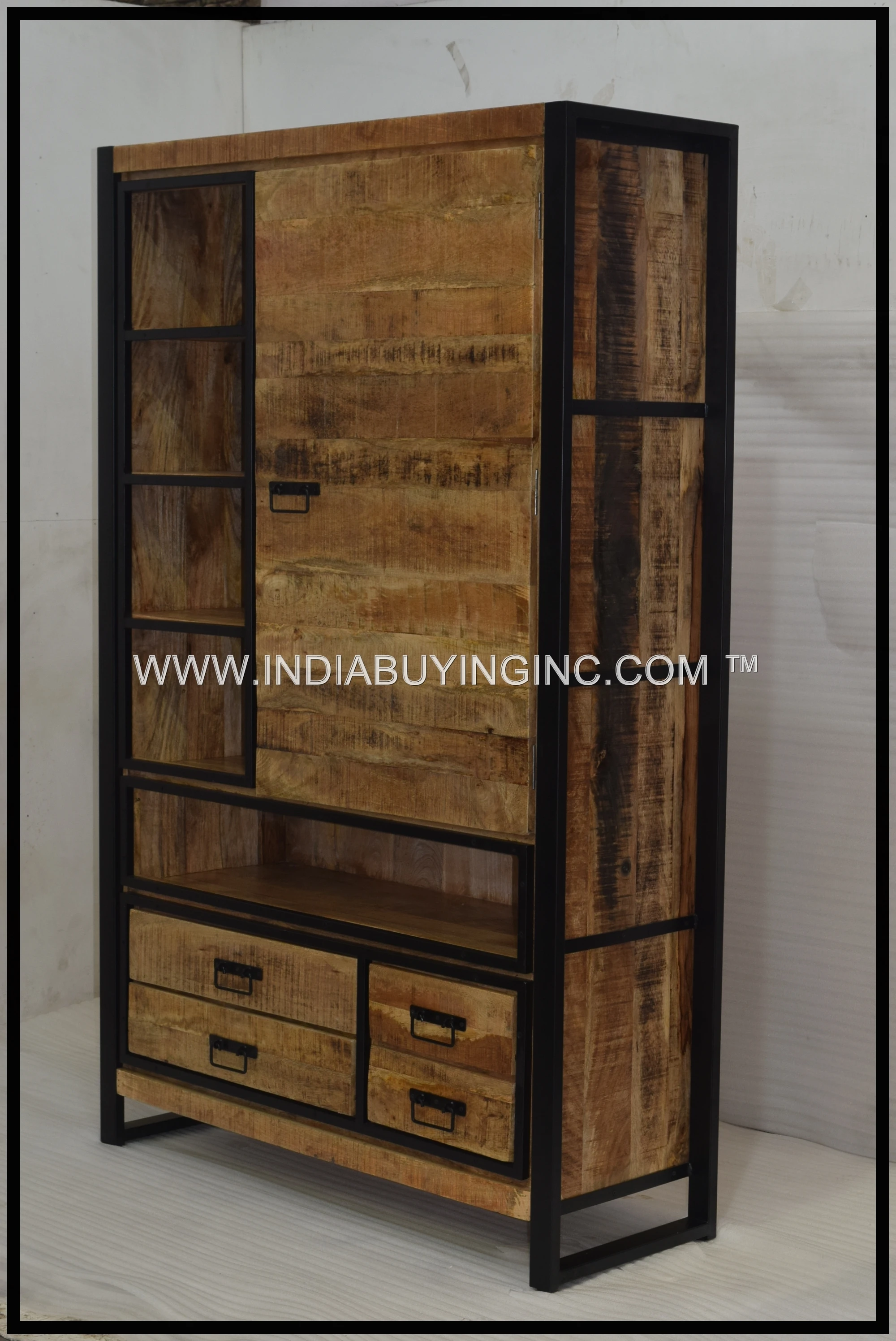 Хит продаж шкаф для хранения стеклянных дверей из массива манго изготовленный высококачественного железа и дерева дома отеля