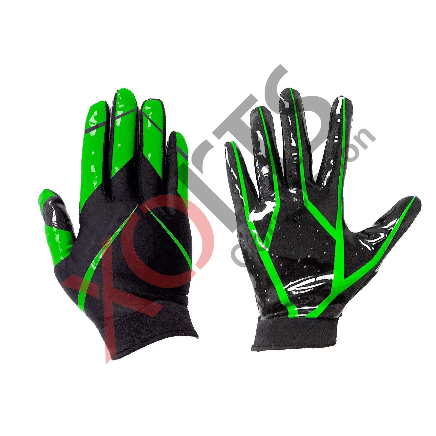 Red Black Lines American Football Sticky Palm Receiver Gloves