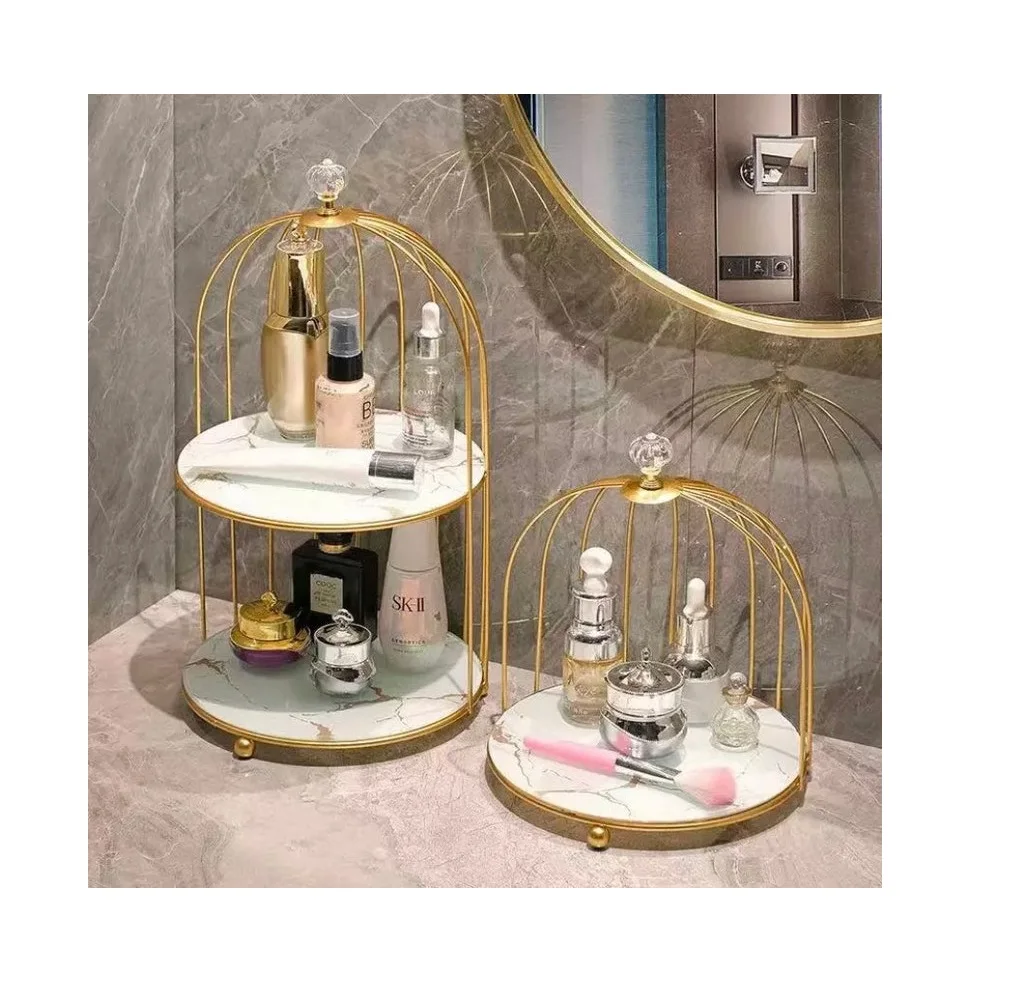 Роскошные полка 1 2 слоя из металла с мраморный пол клетка для птиц выглядят стеллаж для хранения косметики для хранения шкаф ванной комнаты по оптовым ценам Индии