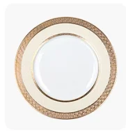 Guangzhou Wholesale Hotel Fine Bone China Porcelain, Thin Bone China Gold Rimmed Luxury Ceramic Plates Dinner Set~