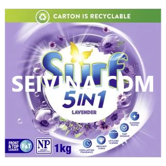 Surff low cost Vietnam lavender english text 5in1 washing powder detergent.