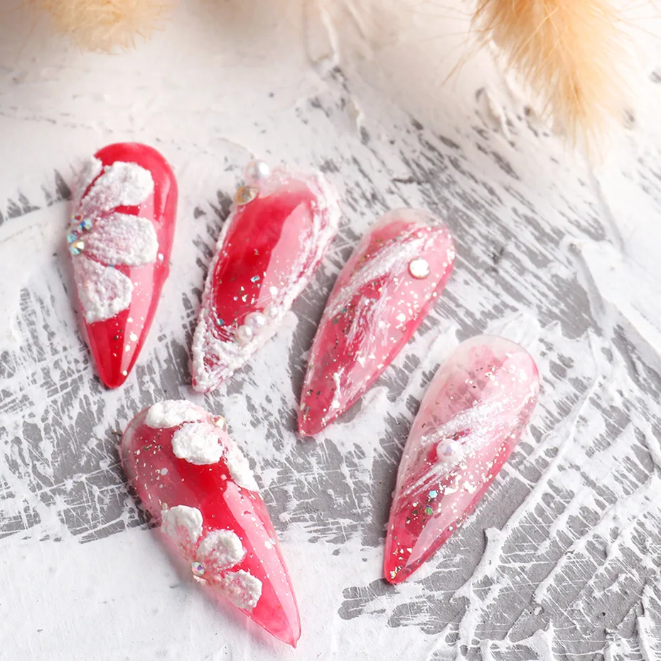 ANZUO  Wholesale 6Colors Plaster Decorationgel Halal Gel Nail Polish White 3D Breathable UV Nail Polish