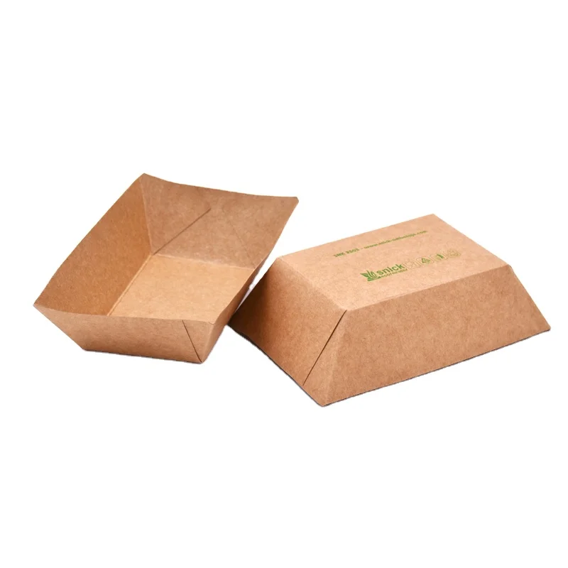 
Disposable Kraft Cardboard Food Paper Tray Chips Box Food Take Way Box Boat Tray 