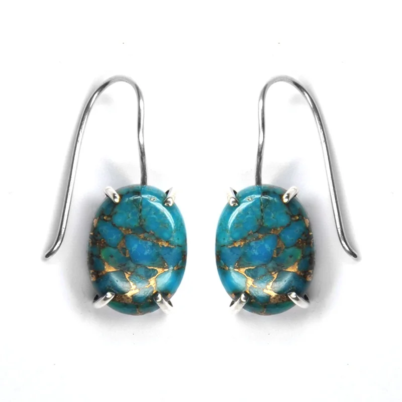  Серьги из натуральной меди и бирюзы серьги-подвески в виде капель морской воды бижутерия голубого ювелирные изделия серебра 925 пробы