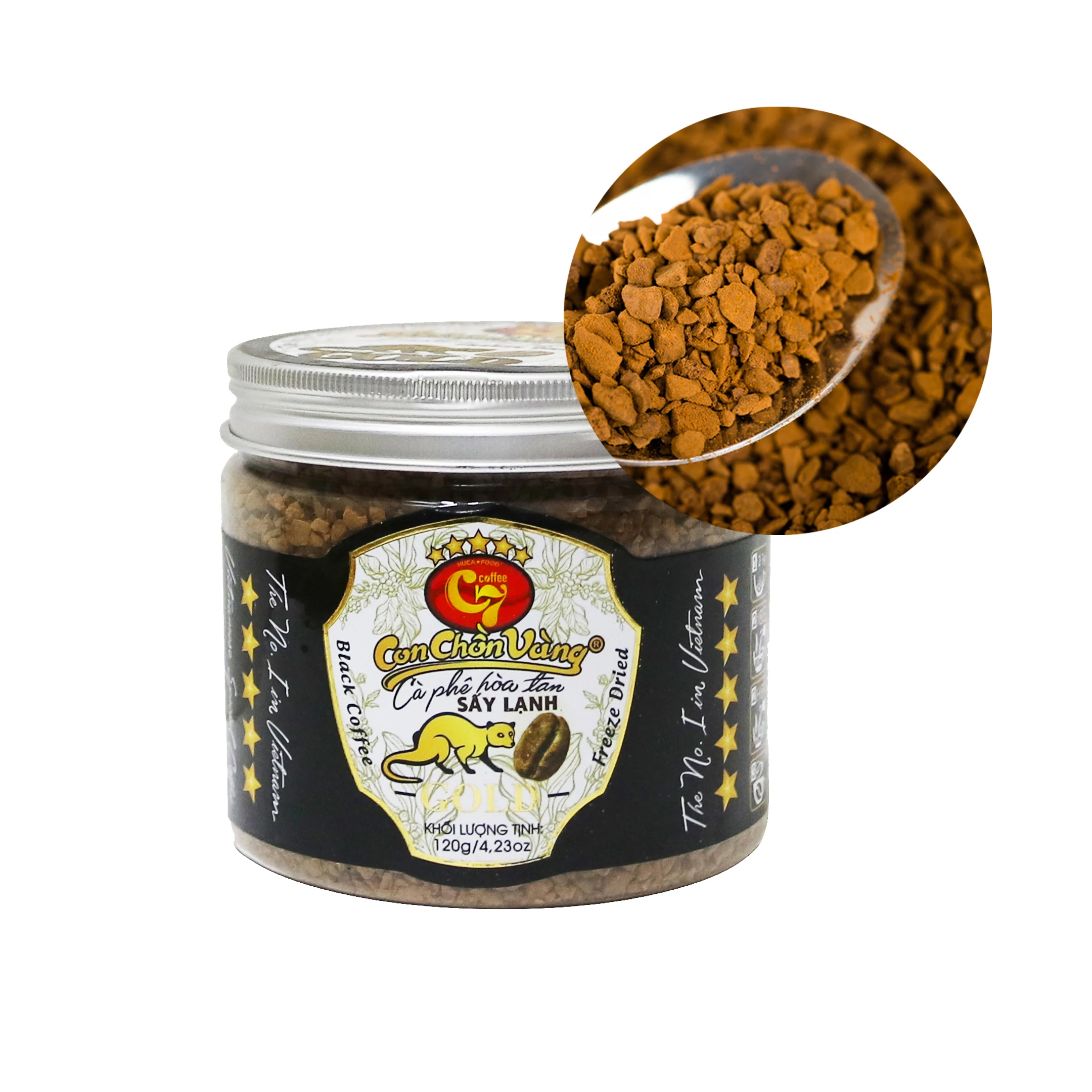 Кофе моментальный премиум-класса с сушкой под давлением-оригинальный вкус-120 г-Золотой кофейный ласки C7