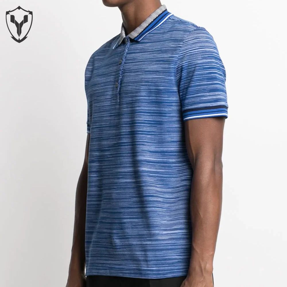 Polo Collar Blue 100% Cotton Customized Sublimation Beautiful Design Wholesale Top Quality Short Sleeve Top Best Selling For Men