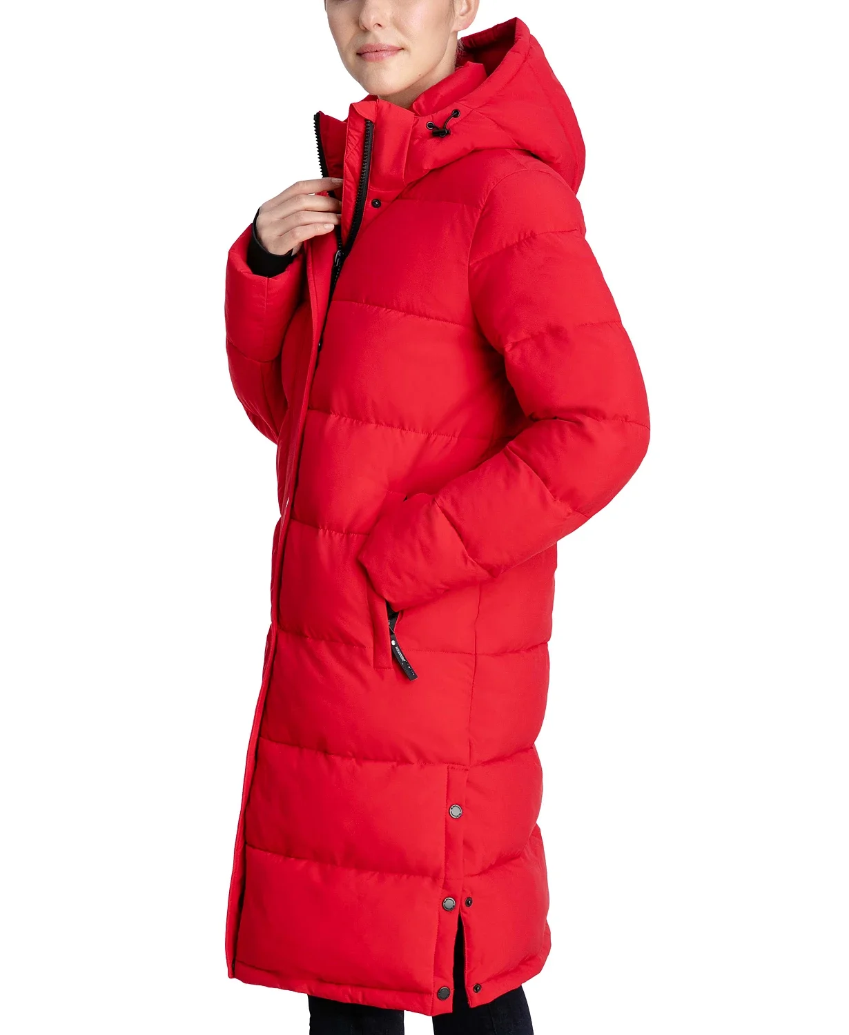 custom women ladies girl hooded parka red puffer duck ghoose down  padded quilted jacket
