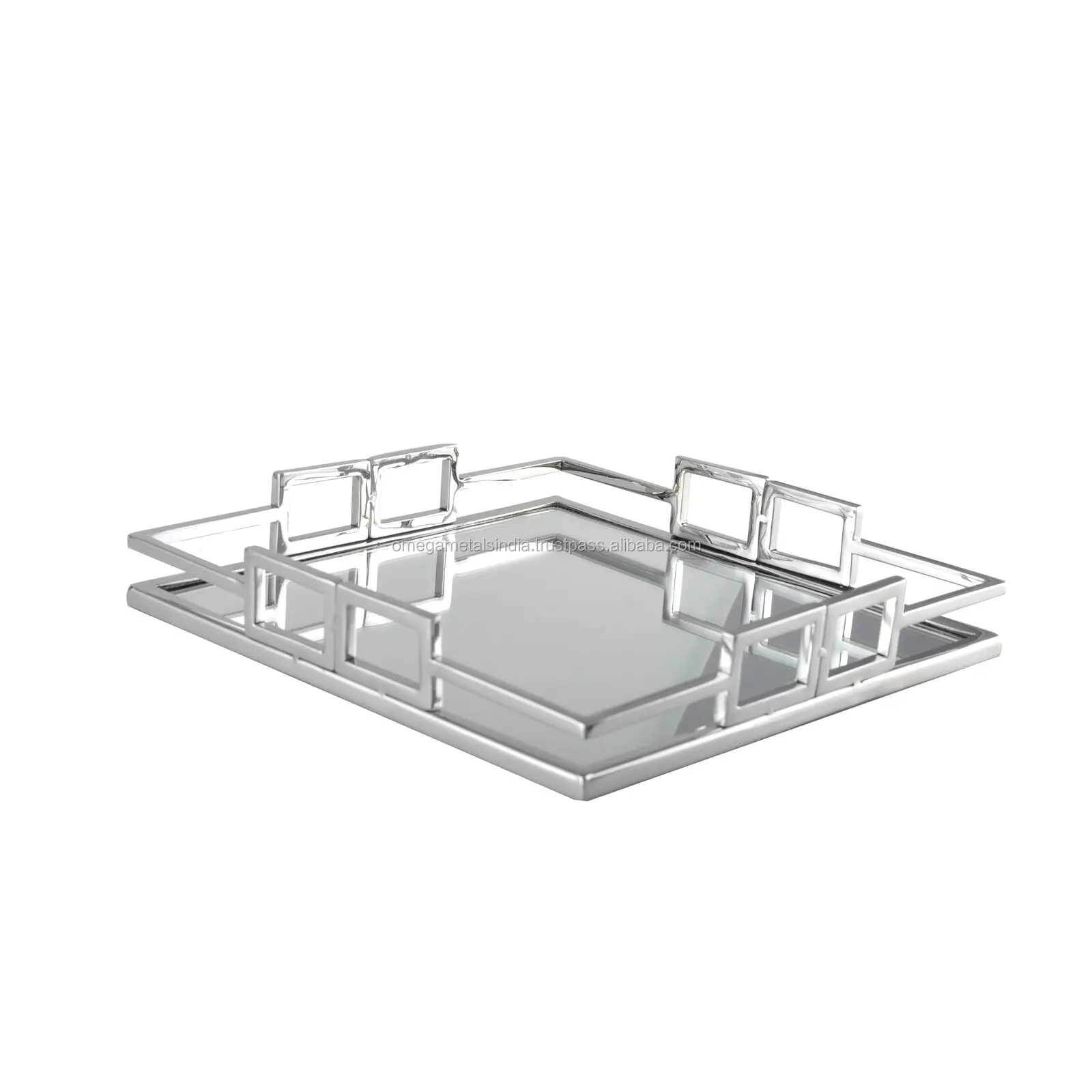 Silver Decorative Metal Vanity Tray for Home Decor and Serving Wholesale