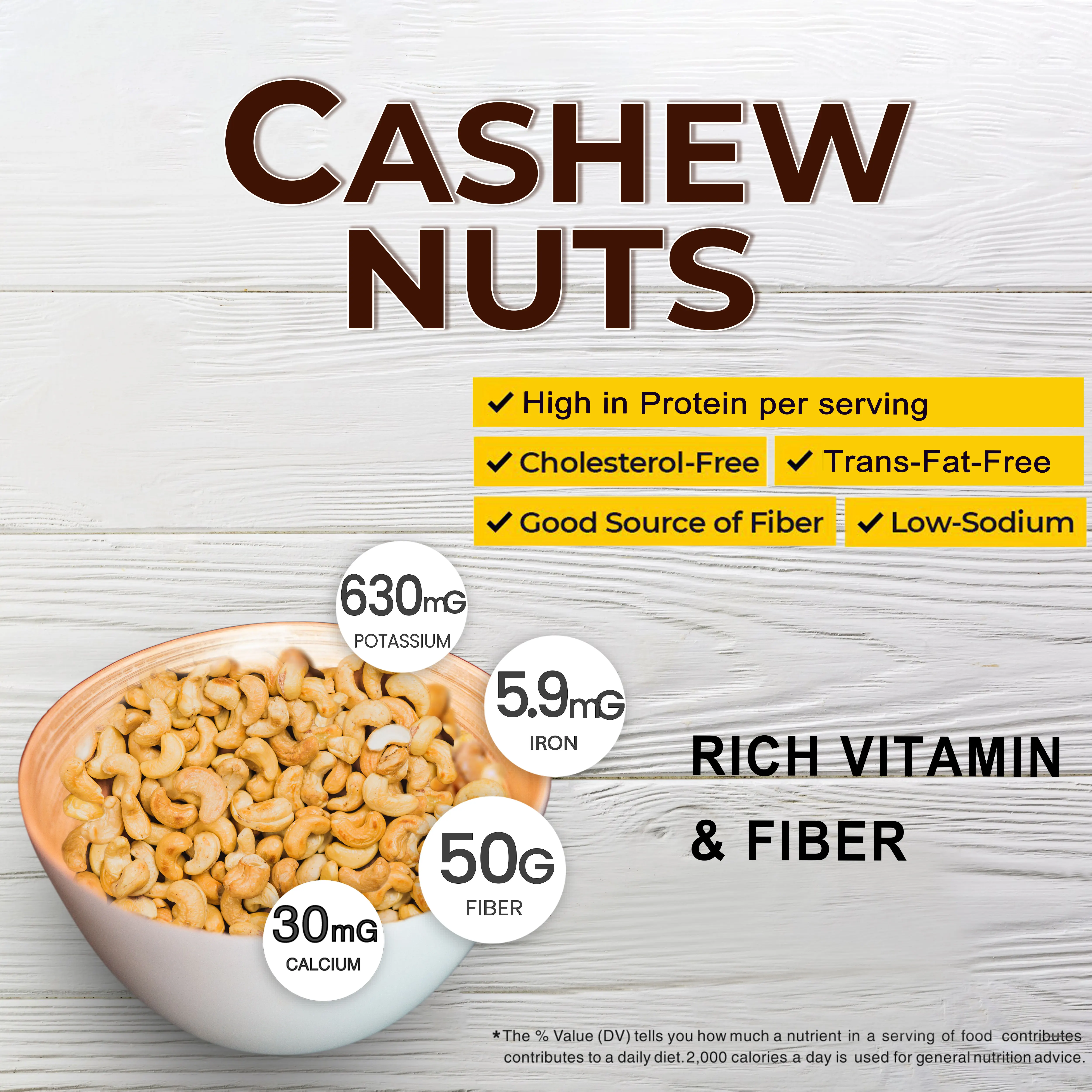 Cashew Nuts 500g Sub Premium Grade Dried Roasted Salted